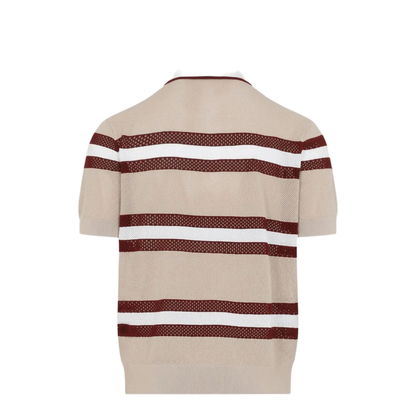 Mercy Viscose Mesh Tricolor Striped Polo Shirt - Image 5
