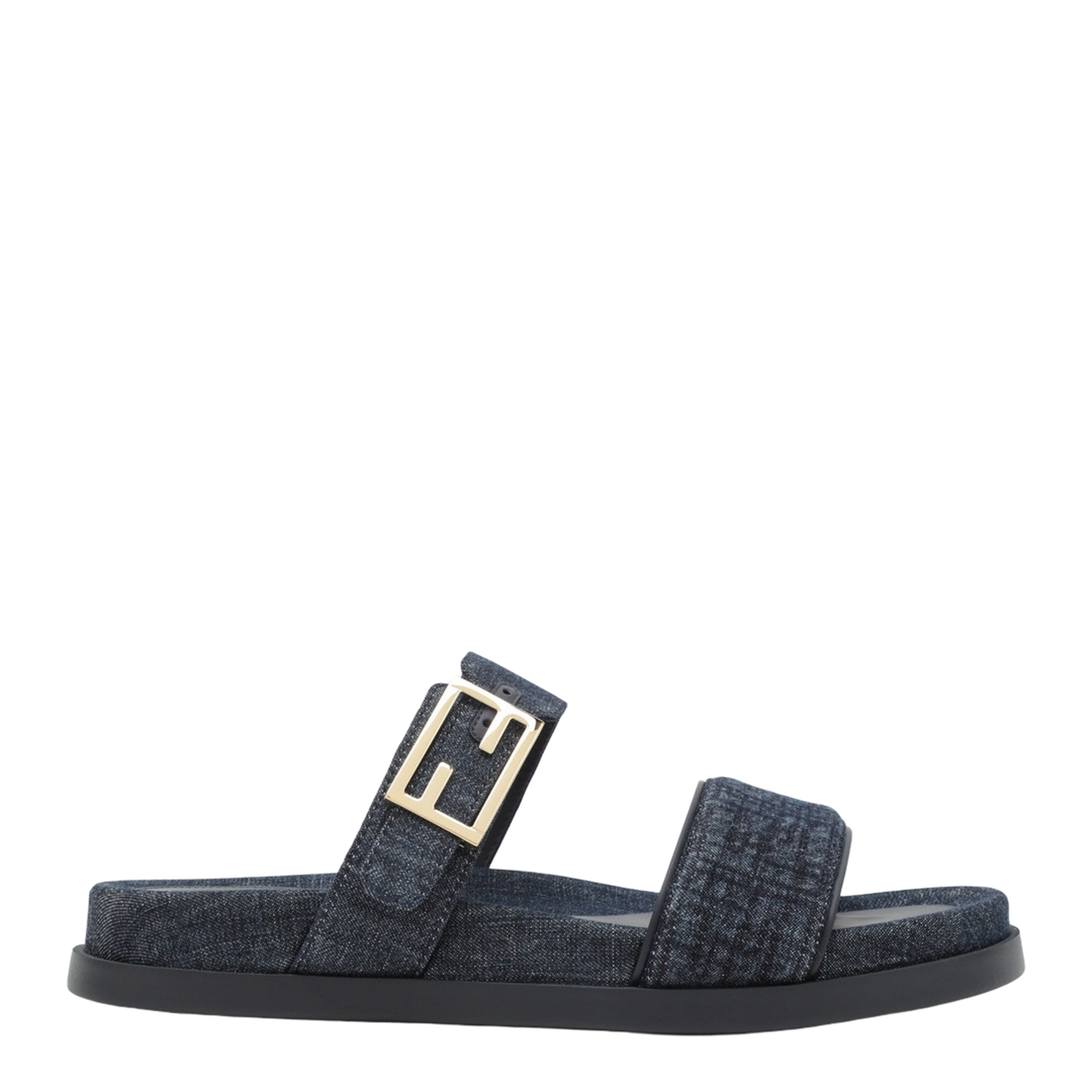Dark Blue Denim Fabric Slides - Image 1