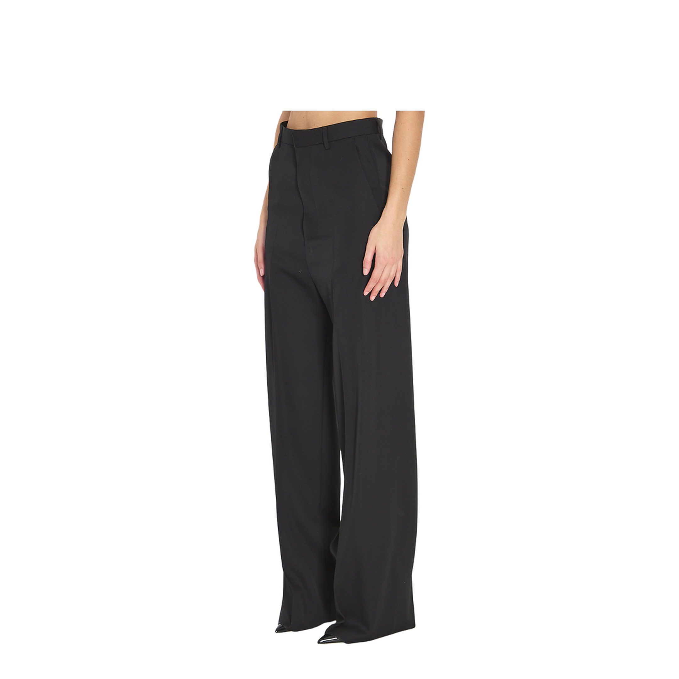 Black Wool Wide-Leg Pant - Image 2