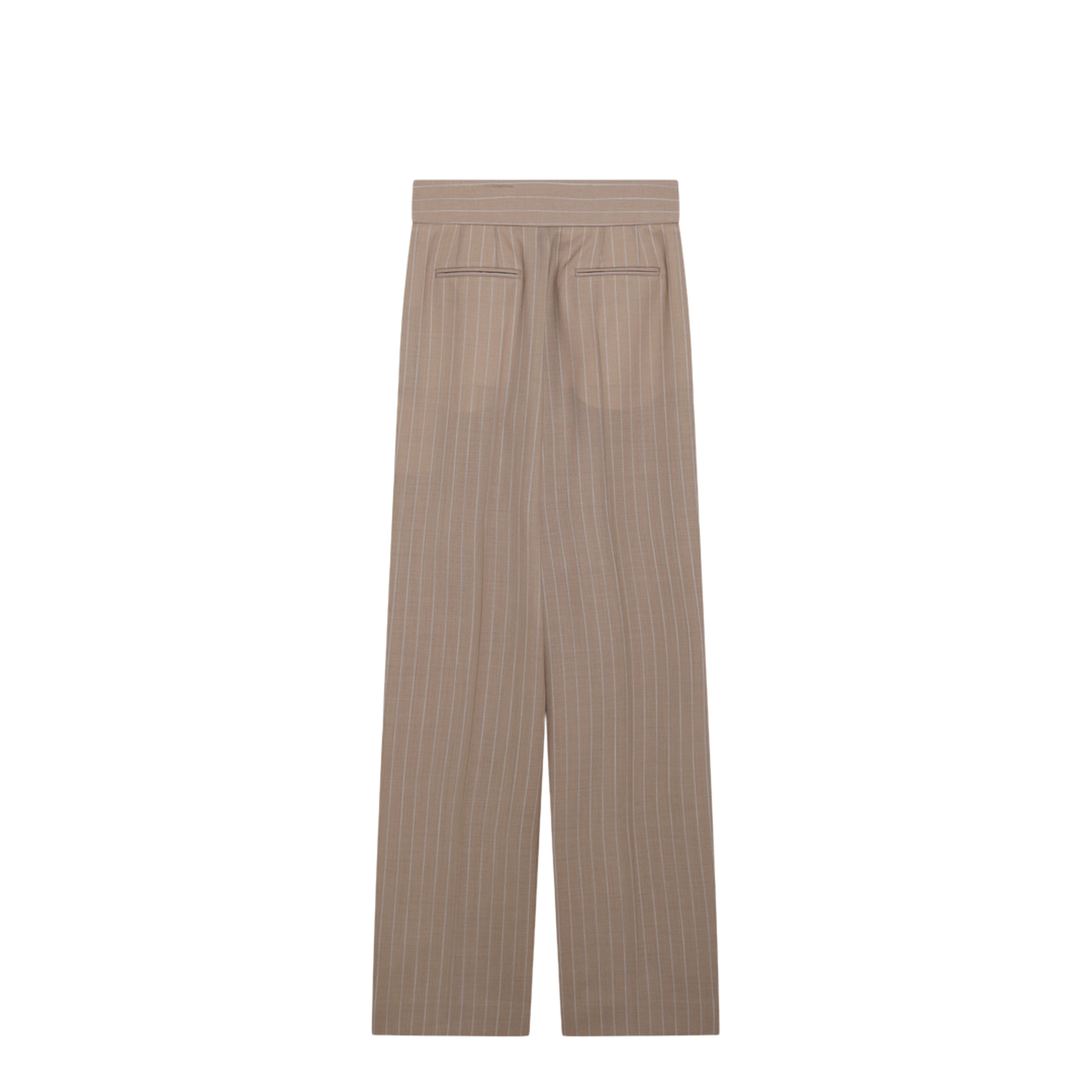 Mud-colored pinstripe wool trousers - Image 2