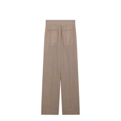 Mud-colored pinstripe wool trousers - Image 2