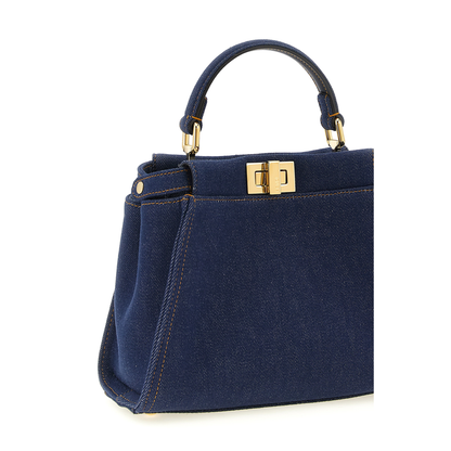 Peekaboo Mini Denim Top Handle Bag - Dark Blue - Image 3