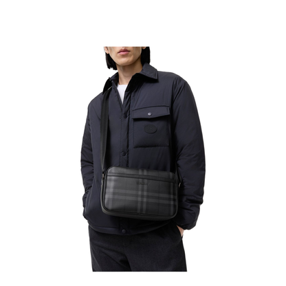City Check Coated Canvas Crossbody Bag - Iron Grey - Image 3