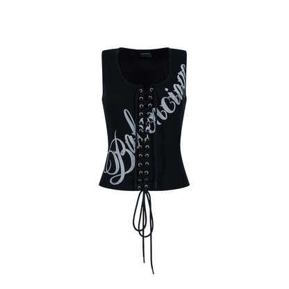 Lace-Up Ribbed Tank Top - Image 1