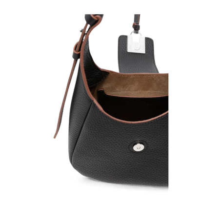Trend Mini Calf Leather Hobo Bag - Black - Image 5