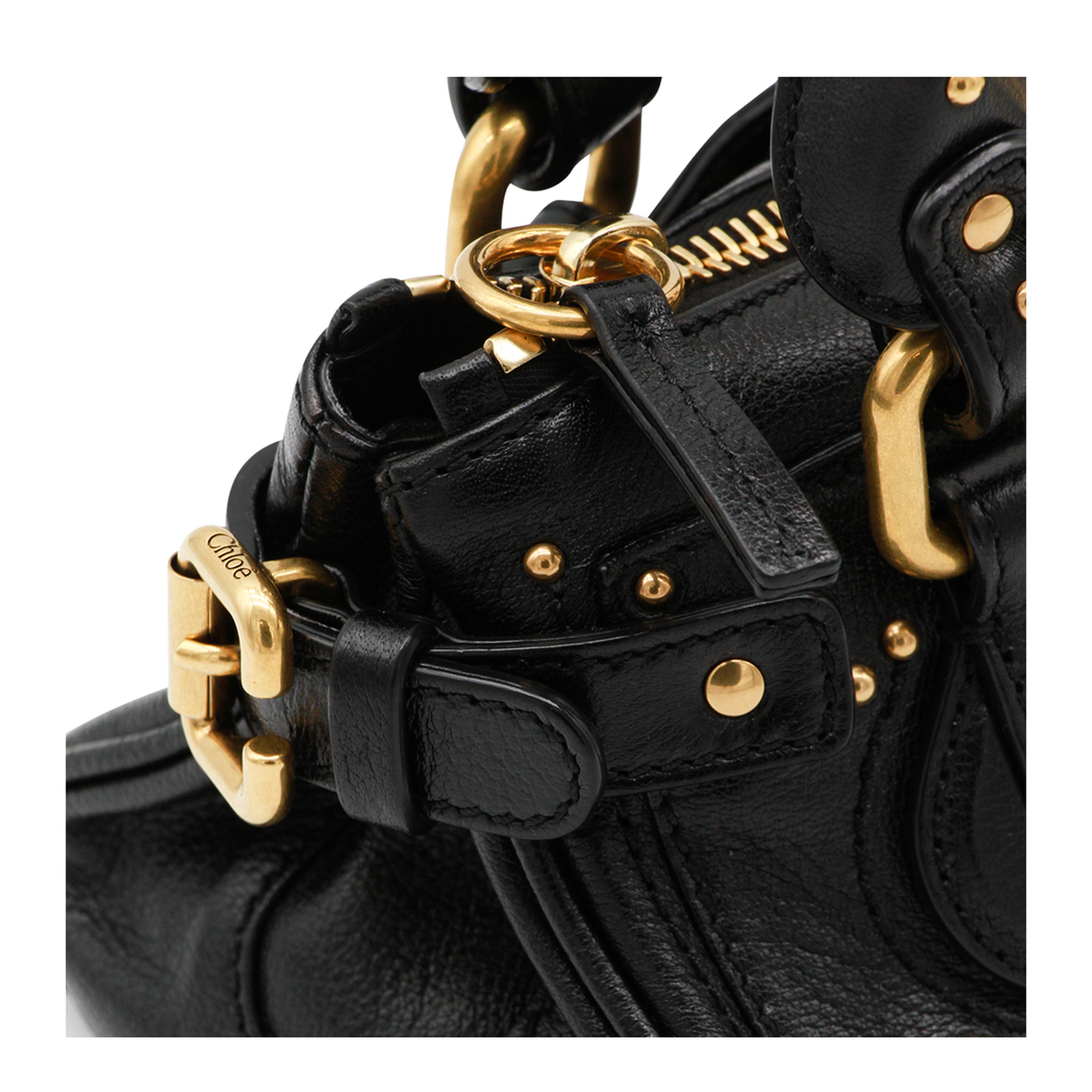 Paddington Small Buffalo Leather Shoulder Bag - Black - Image 4