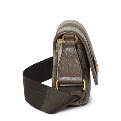 Ophidia Mini Bag Coated Fabric Crossbody - Beige/Dark Brown - Image 4