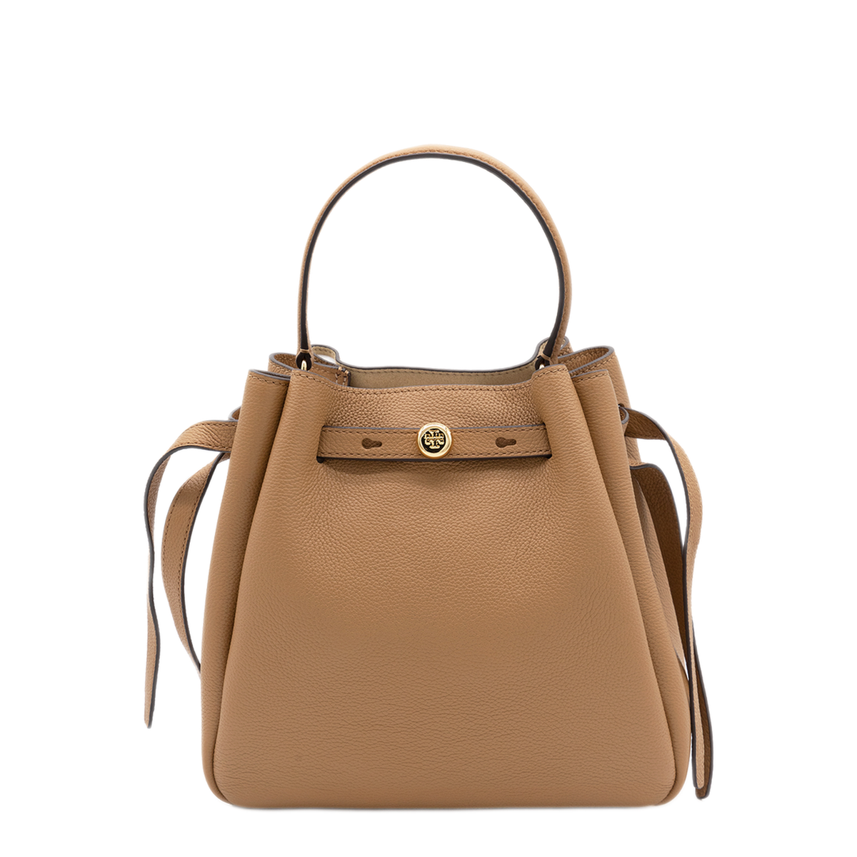 Pebbled Leather Bucket Bag - Caramel - Image 1