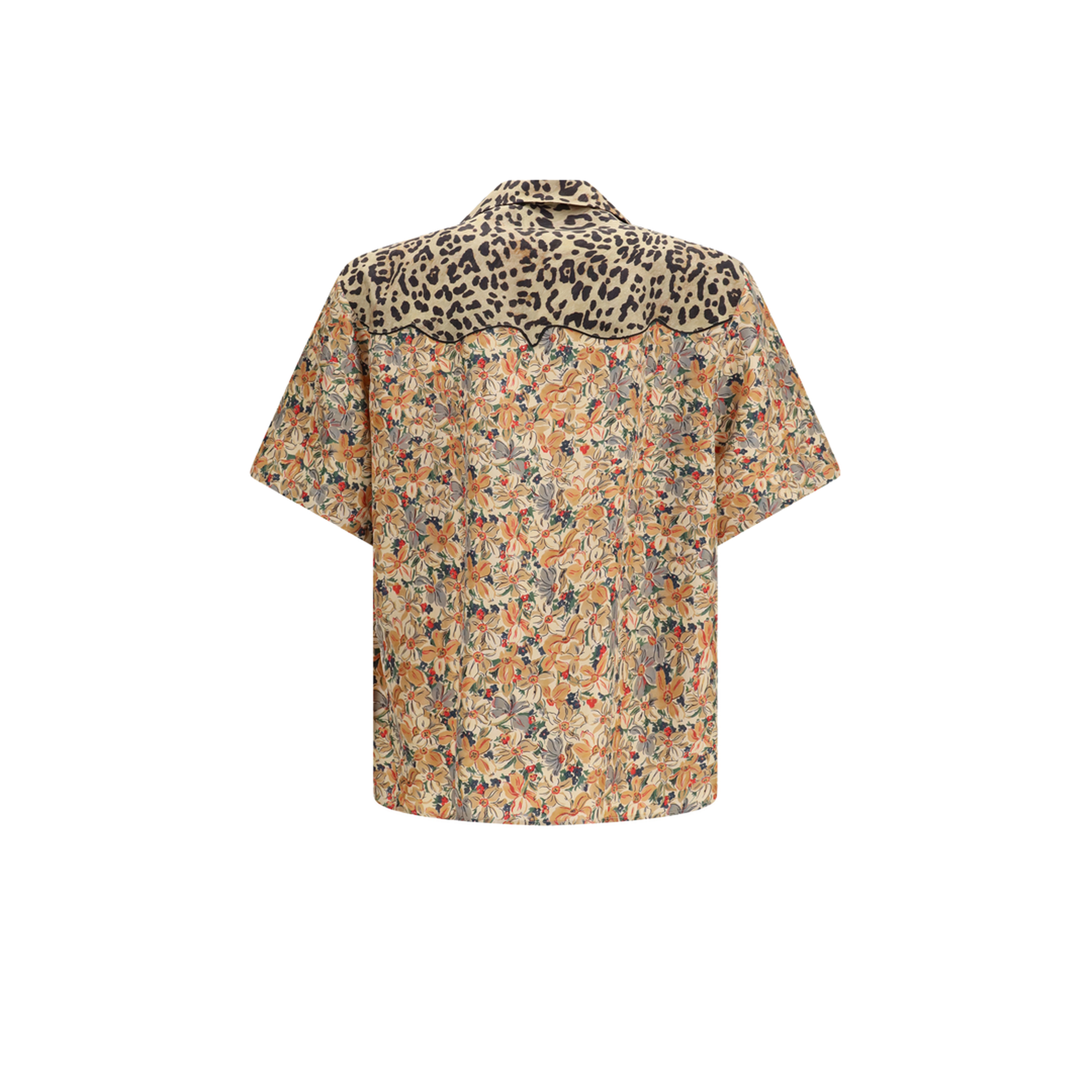 Short-sleeve Floral and Leopard Print Shirt - Image 2