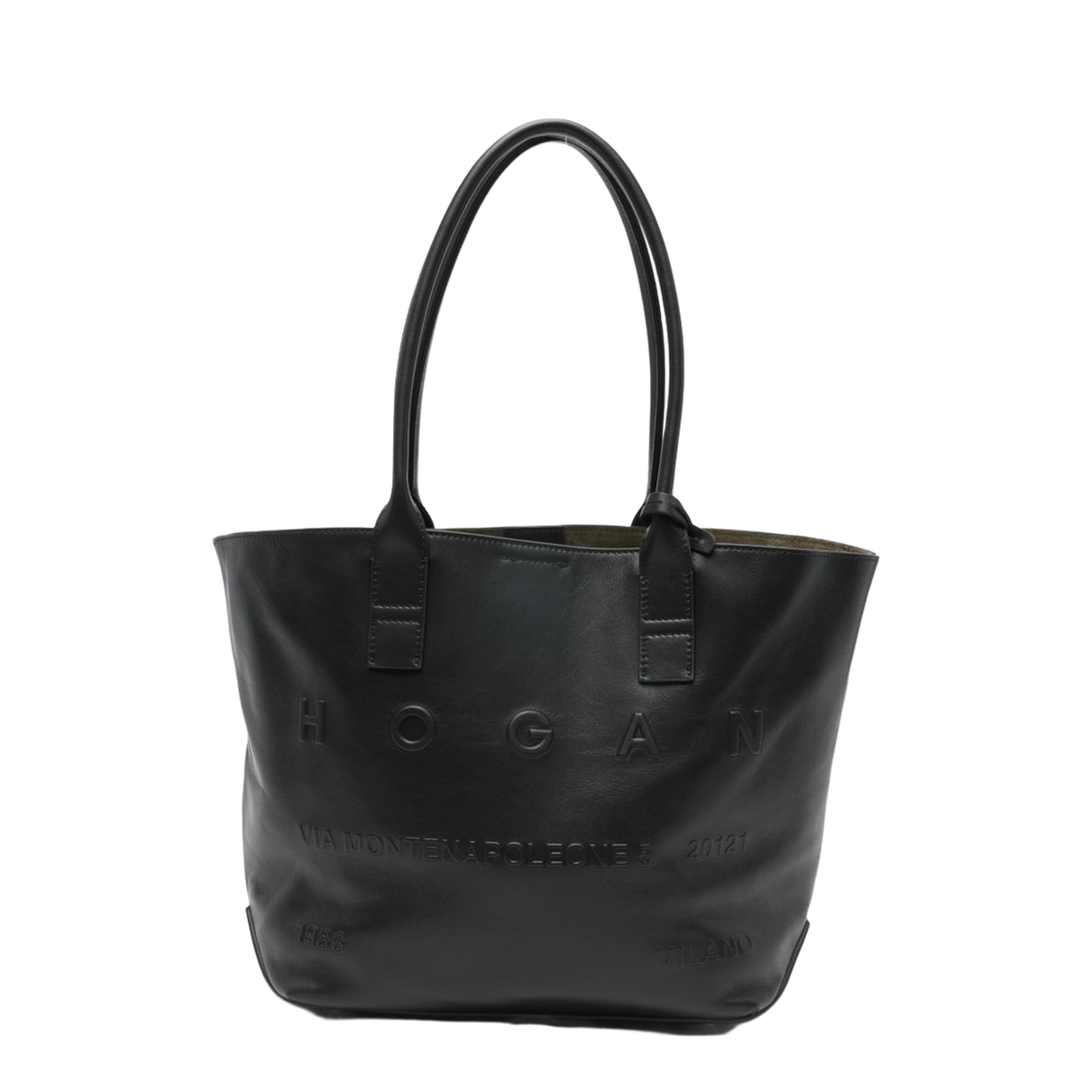 Address Small Calf Leather Tote Bag - Black - Image 1