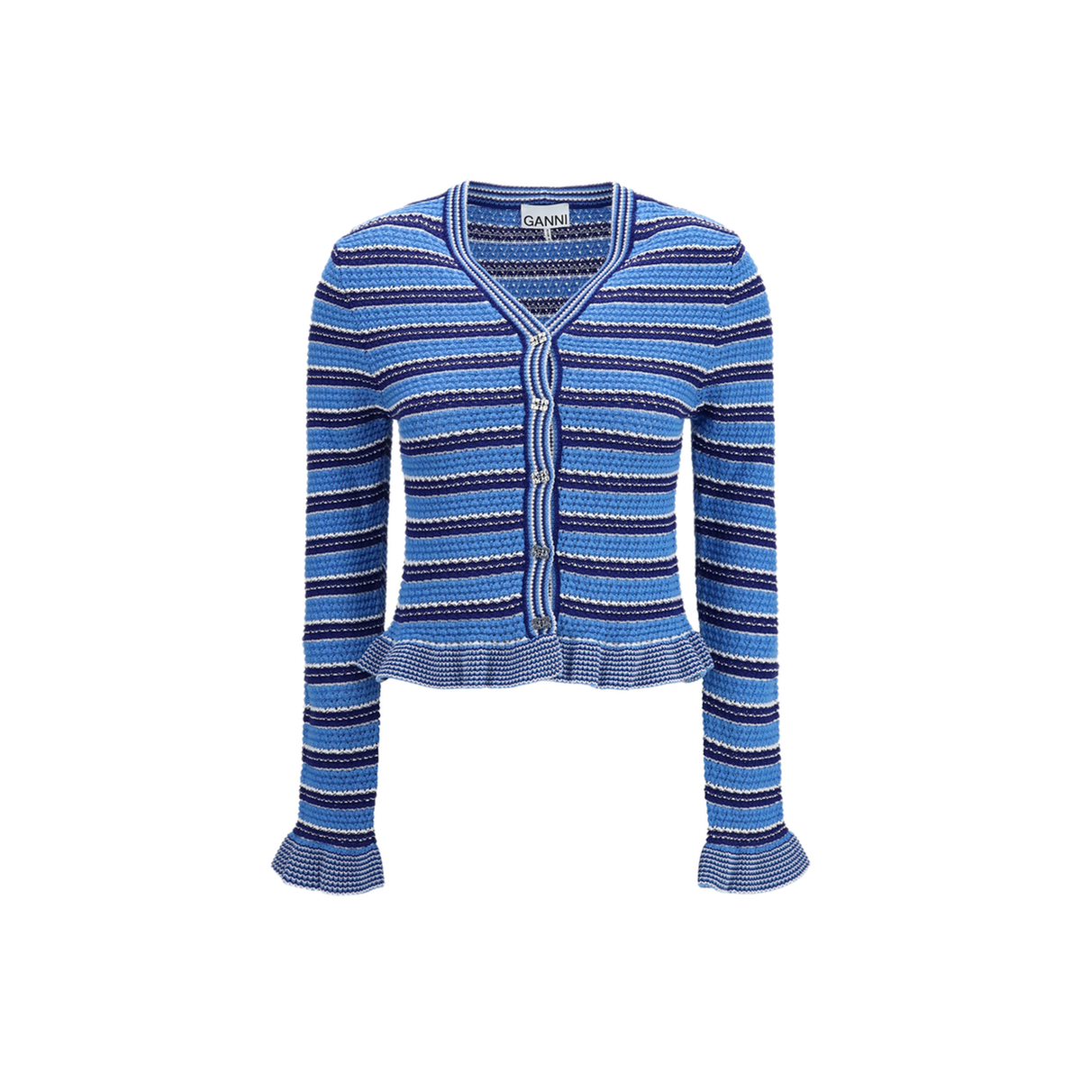 Striped Cotton Cardigan - Image 1