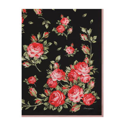 Rose Bouquet-Print Silk Twill Scarf 90x90 in Multicolor - Image 2