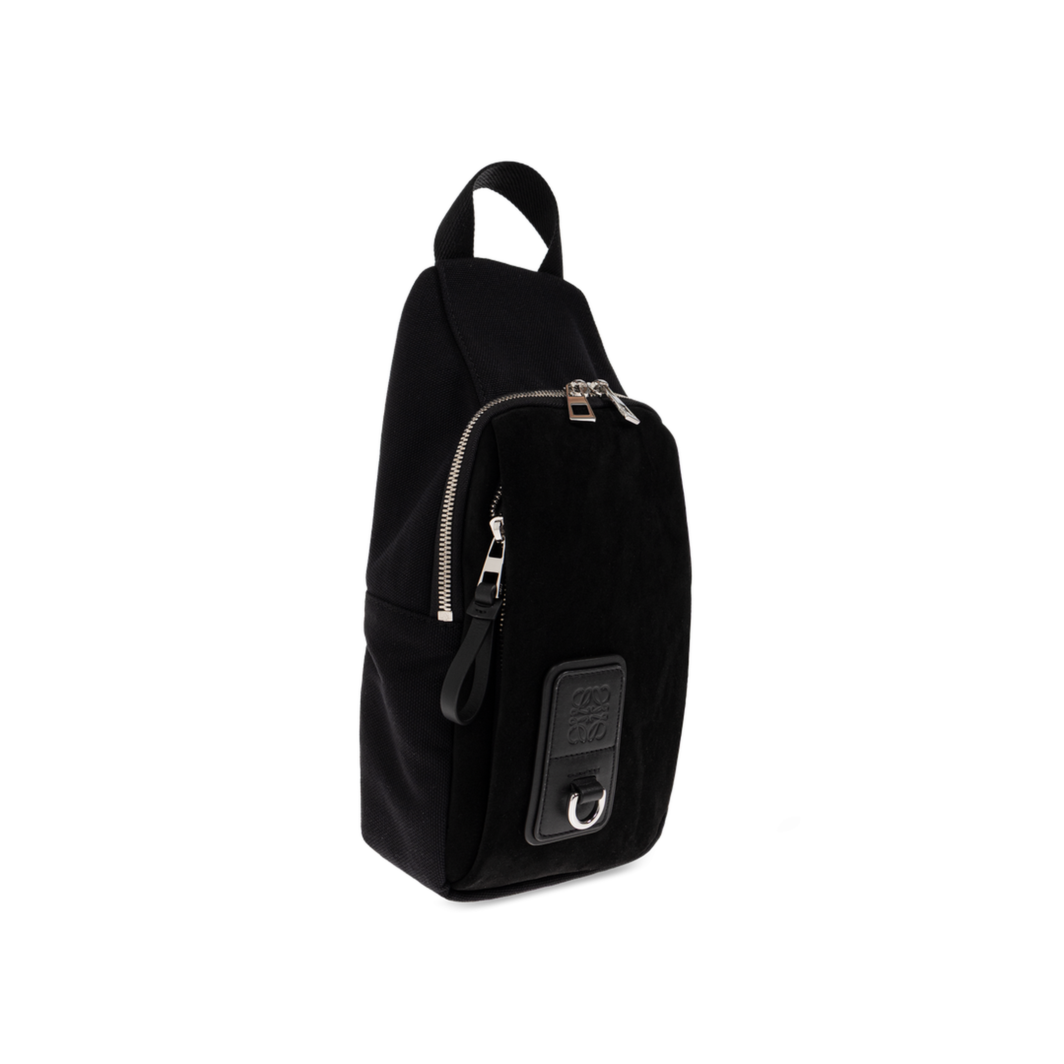 Flex Canvas and Suede Sling Bag - Black - Image 4