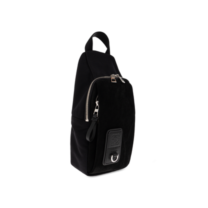 Flex Canvas and Suede Sling Bag - Black - Image 4