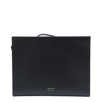 Gancini Hammered Calfskin Pouch - Nero - Image 6