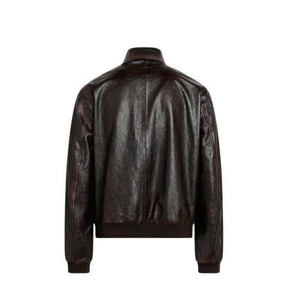 Vintage Nappa Leather Bomber Jacket in Dark Brown - Image 2