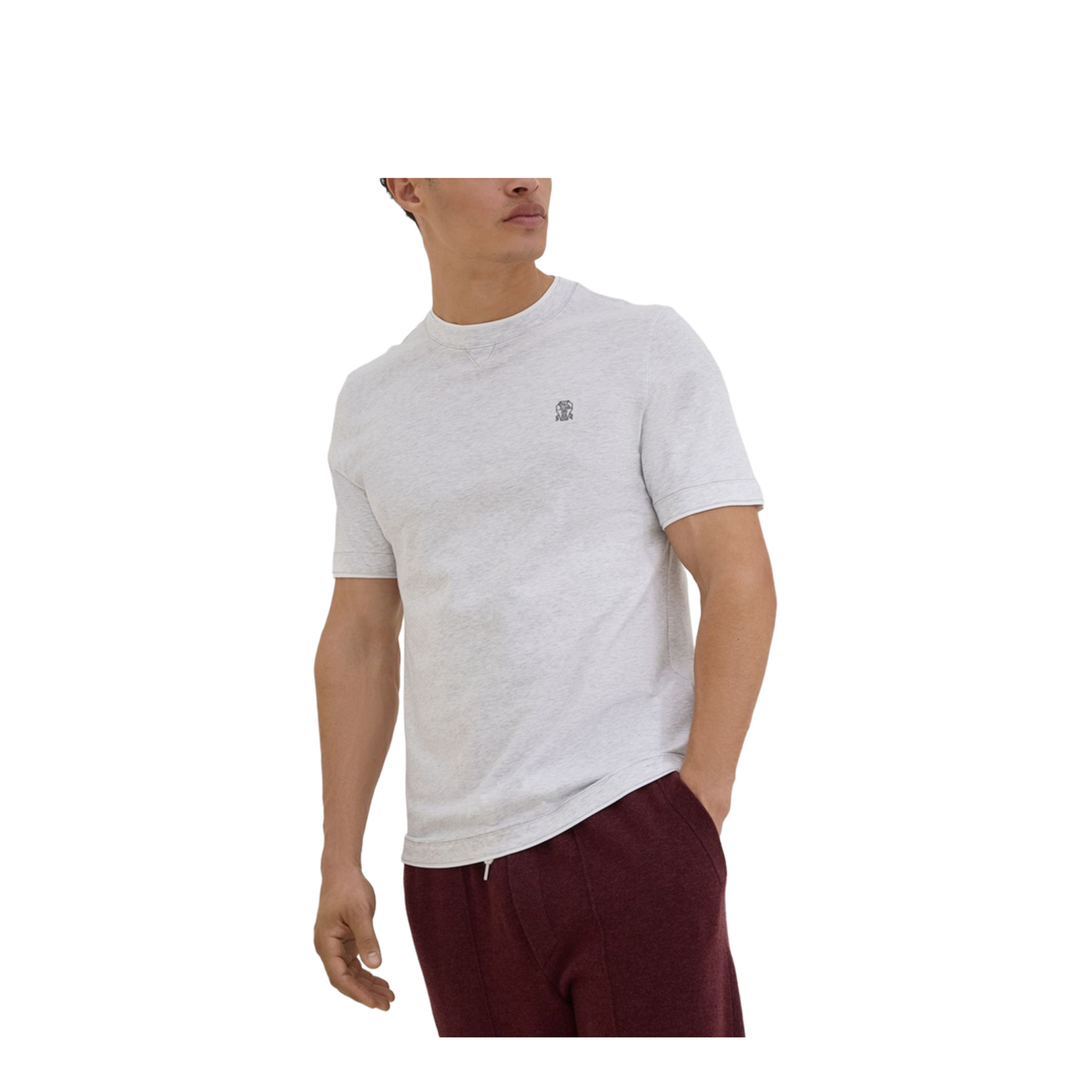 T-Shirt with Faux-Layering in Pearl Grey - Image 6