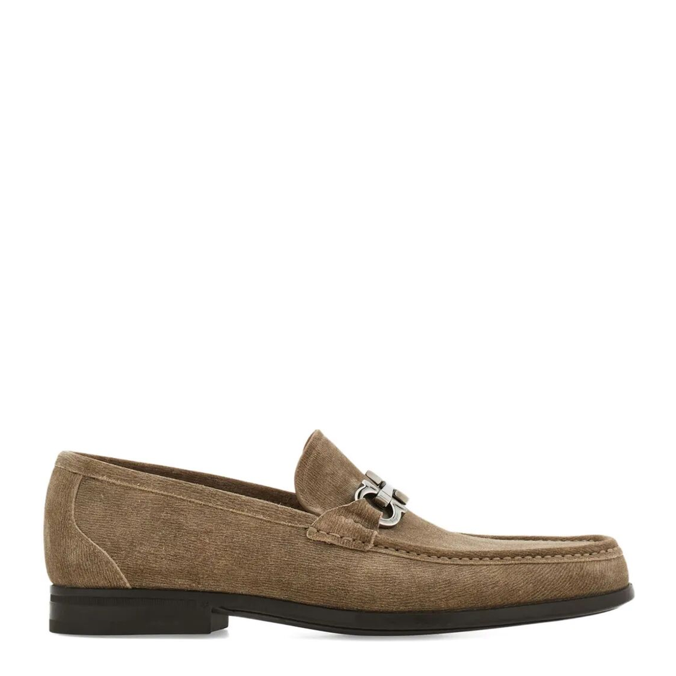 Suede Loafers with Gancini Buckle - Image 1
