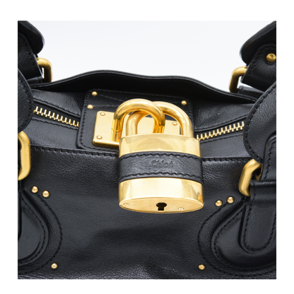 Paddington Grained Buffalo Leather Shoulder Bag - Black - Image 8