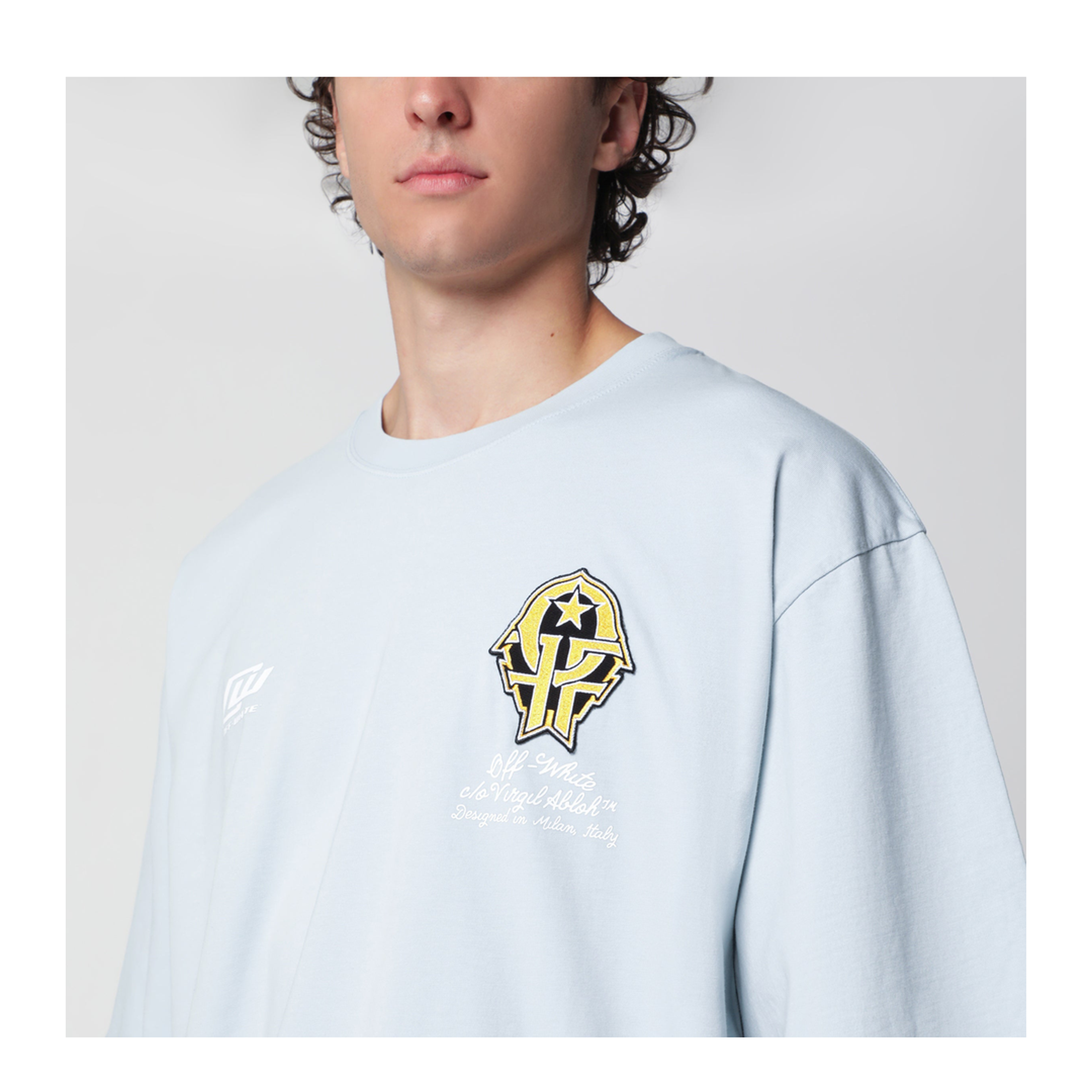 Light Blue T-Shirt with Logo Prints - Image 2