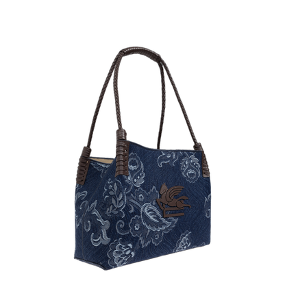 Small Libra Tote Bag in Jacquard Denim - Image 5