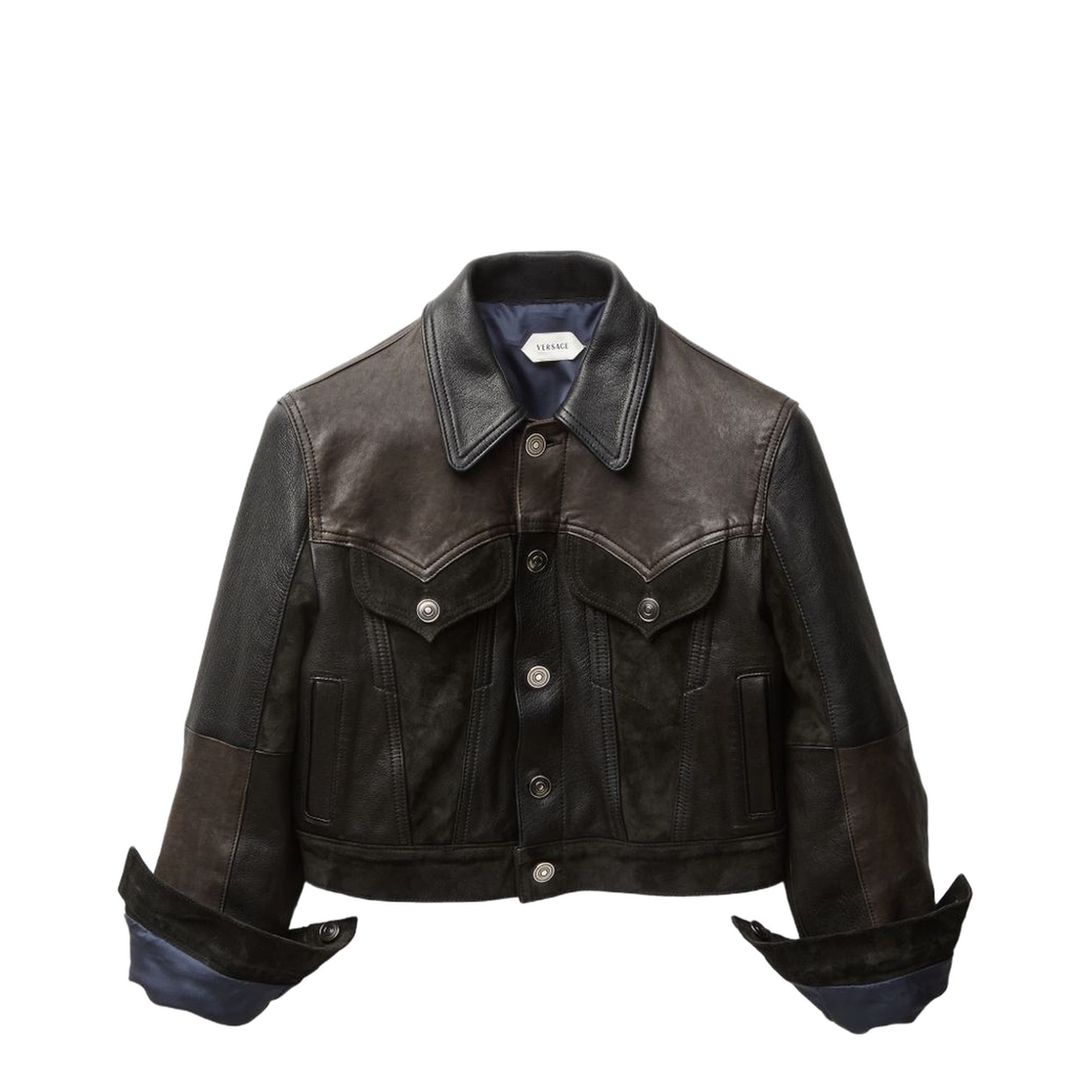 Slim-fit leather blouson - Image 1