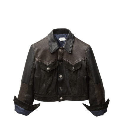 Slim-fit leather blouson - Image 1