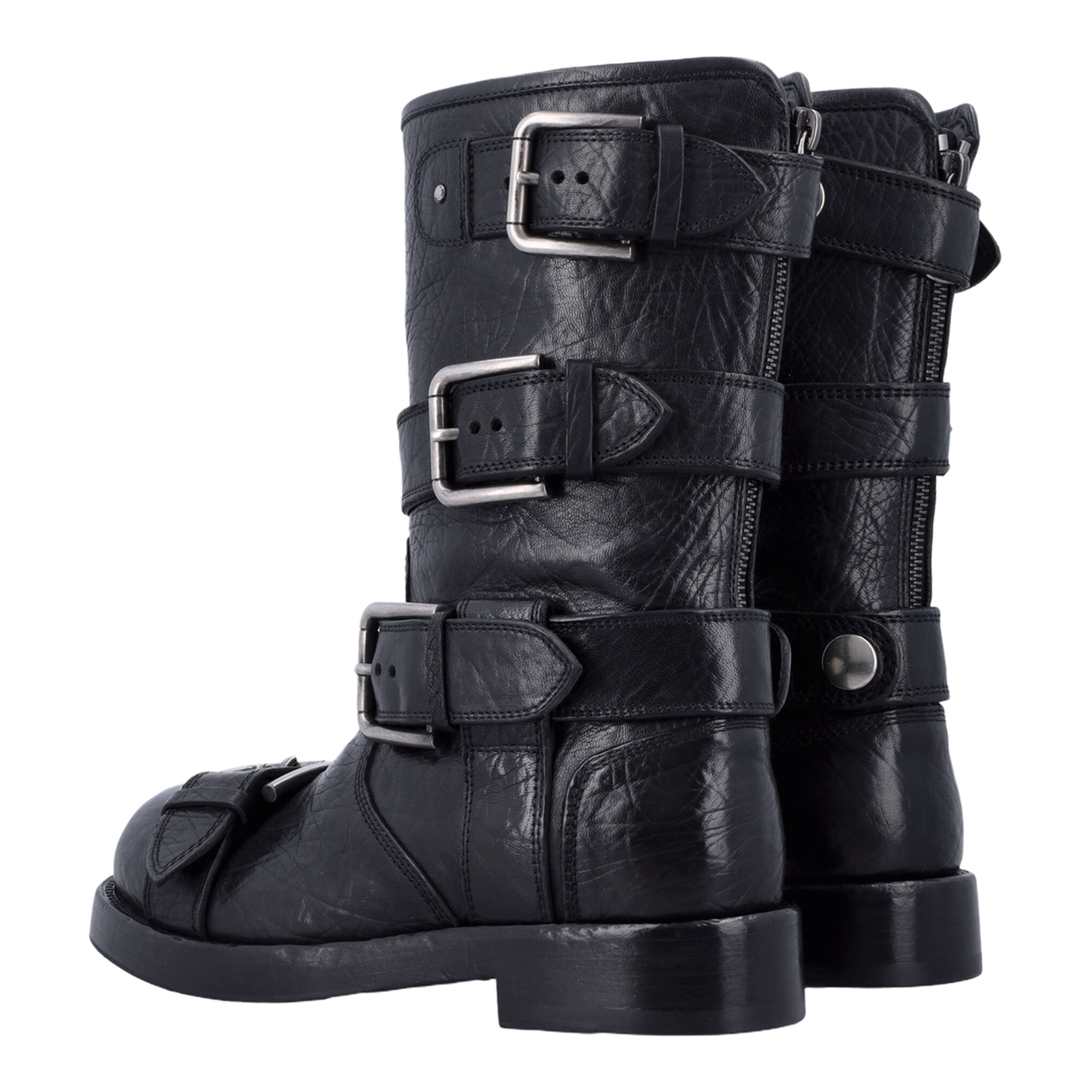 Black leather boots with straps - Image 3