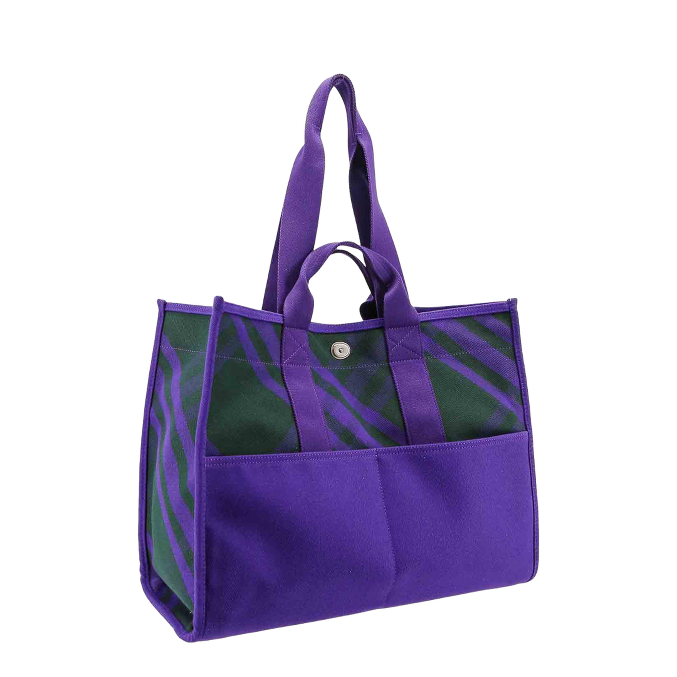 Canvas Shoulder Bag Check Motif - Image 4