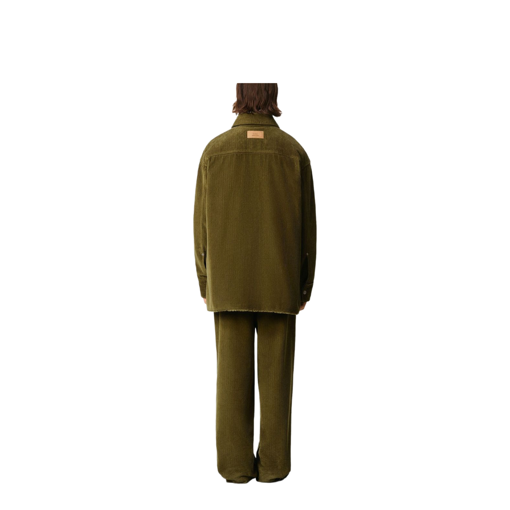 Green Cotton Corduroy Side Slit Overshirt - Image 6