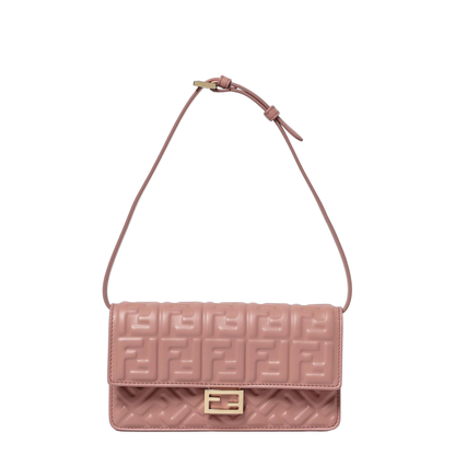 Baguette Leather Shoulder Bags - Pink - Image 1