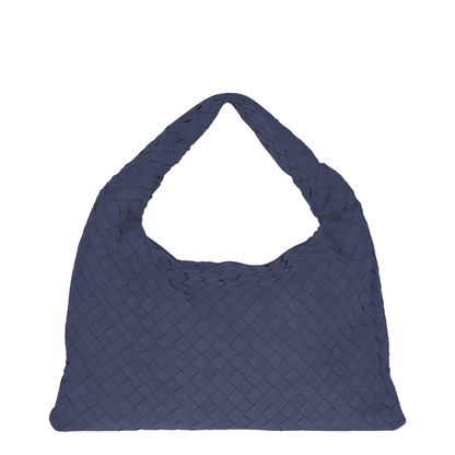 Hop Small Intrecciato Shoulder Bag Suede Blue - Image 1
