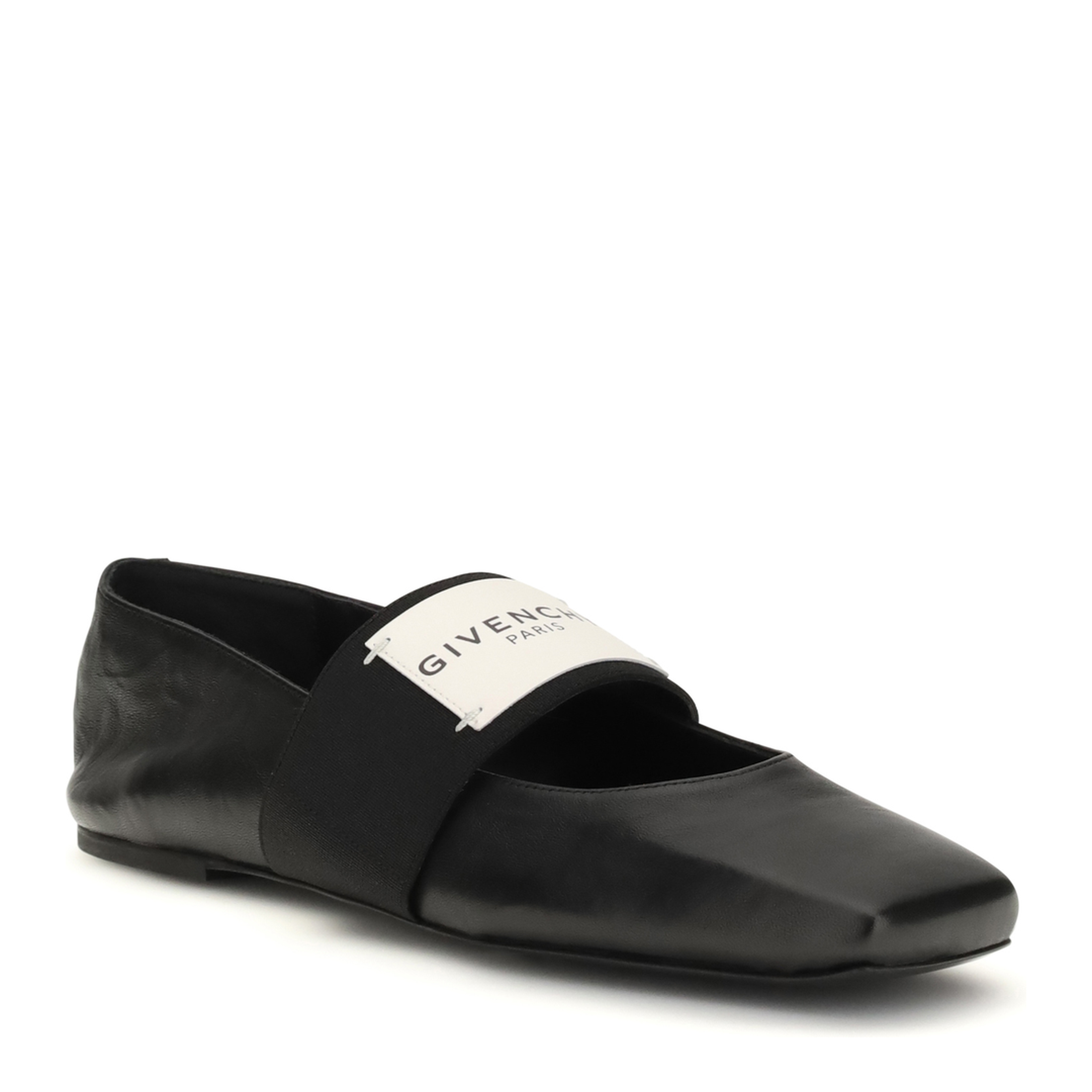 Leather Sliced Square Ballerinas - Image 2