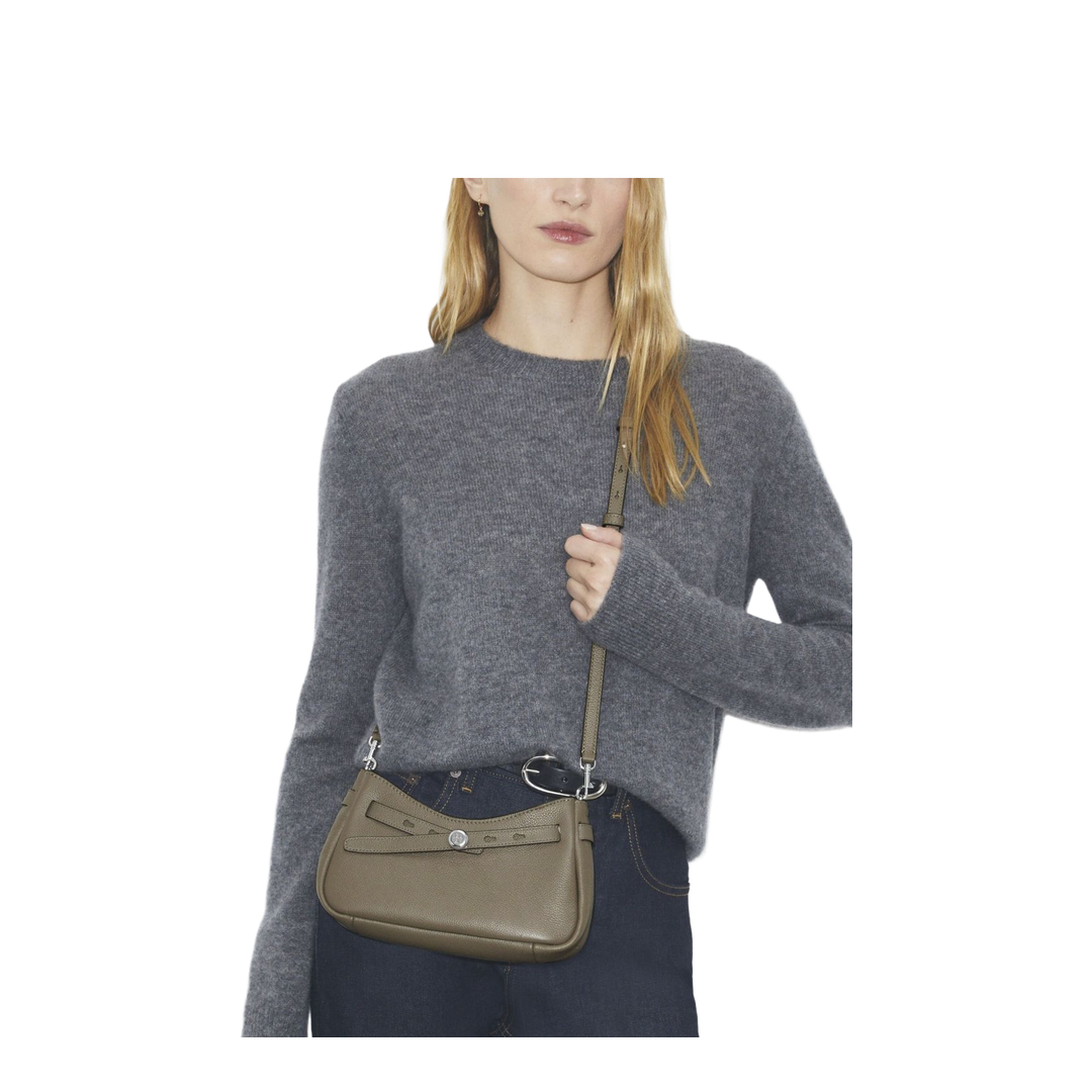 Romy Pebbled Leather Crossbody - Wild Mushroom - Image 2