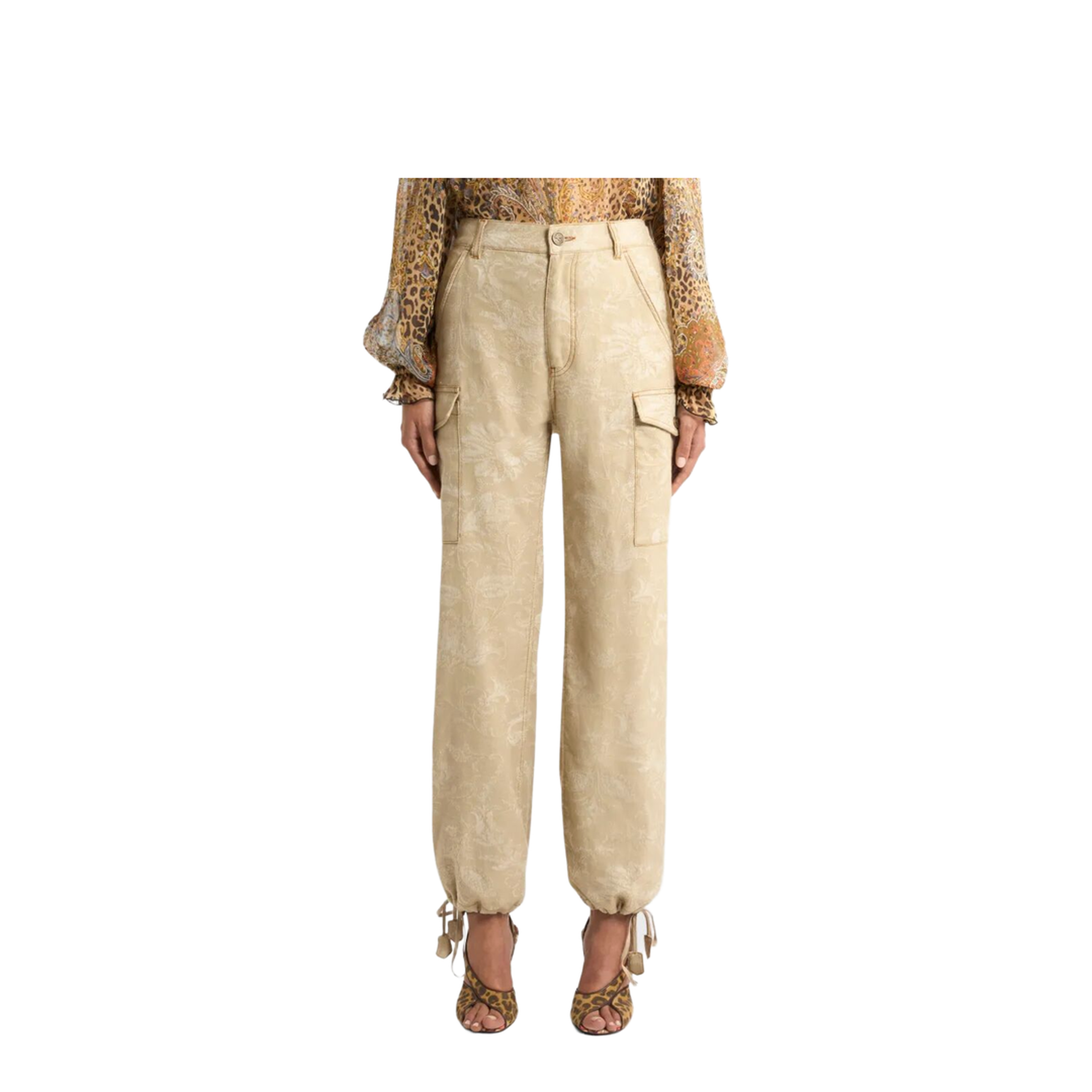 Floral Jacquard Canvas Cargo Trousers - Image 2