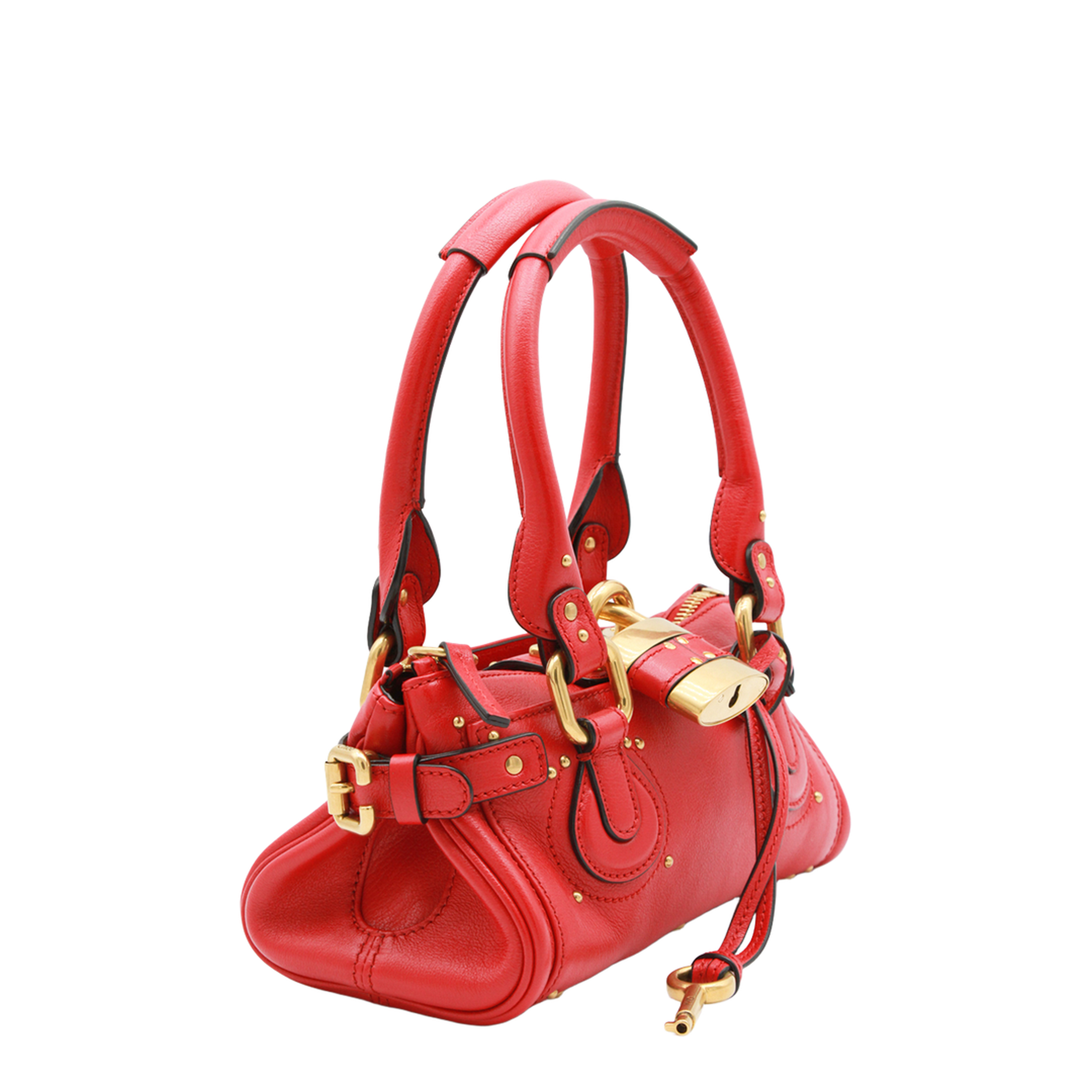 Paddington Small Grained Buffalo Leather Shoulder Bag - Tulip Red - Image 3
