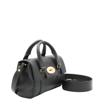 Mini Bayswater Small Classic Grain Leather Top-Handle Bag - Black - Image 3