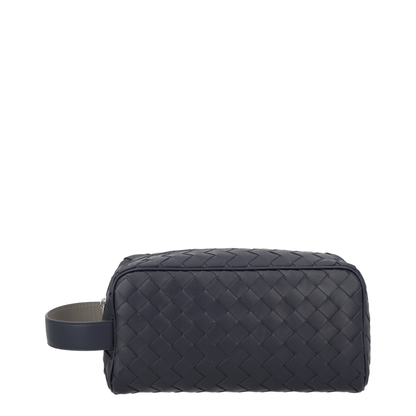 Intrecciato One Size Calfskin Travel Pouch - Midnight/Basalt - Image 2
