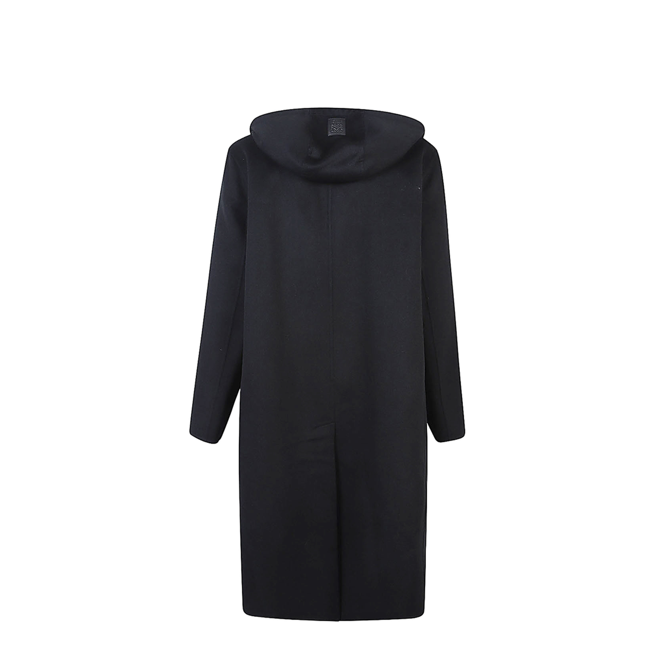 Black Wool And Cashmere Blend Hooded Coat - Image 2