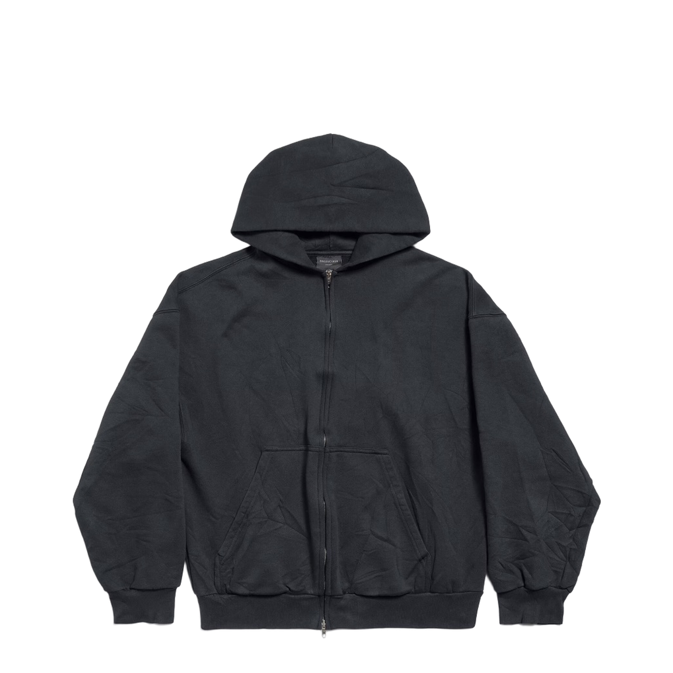 Flipped Uni Zip-up Hoodie Regular Fit in Black Faded - Image 3