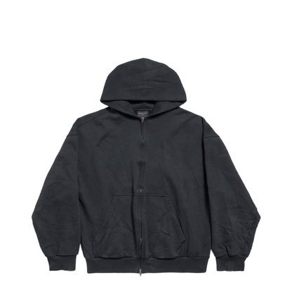 Flipped Uni Zip-up Hoodie Regular Fit in Black Faded - Image 3