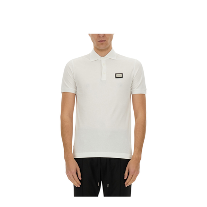 Cotton Piqué Polo Shirt with Branded Tag - Image 1