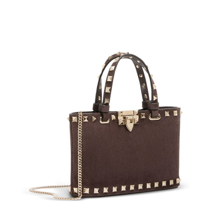 Rockstud Mini Calf Suede Shopping Bag - Red - Image 4