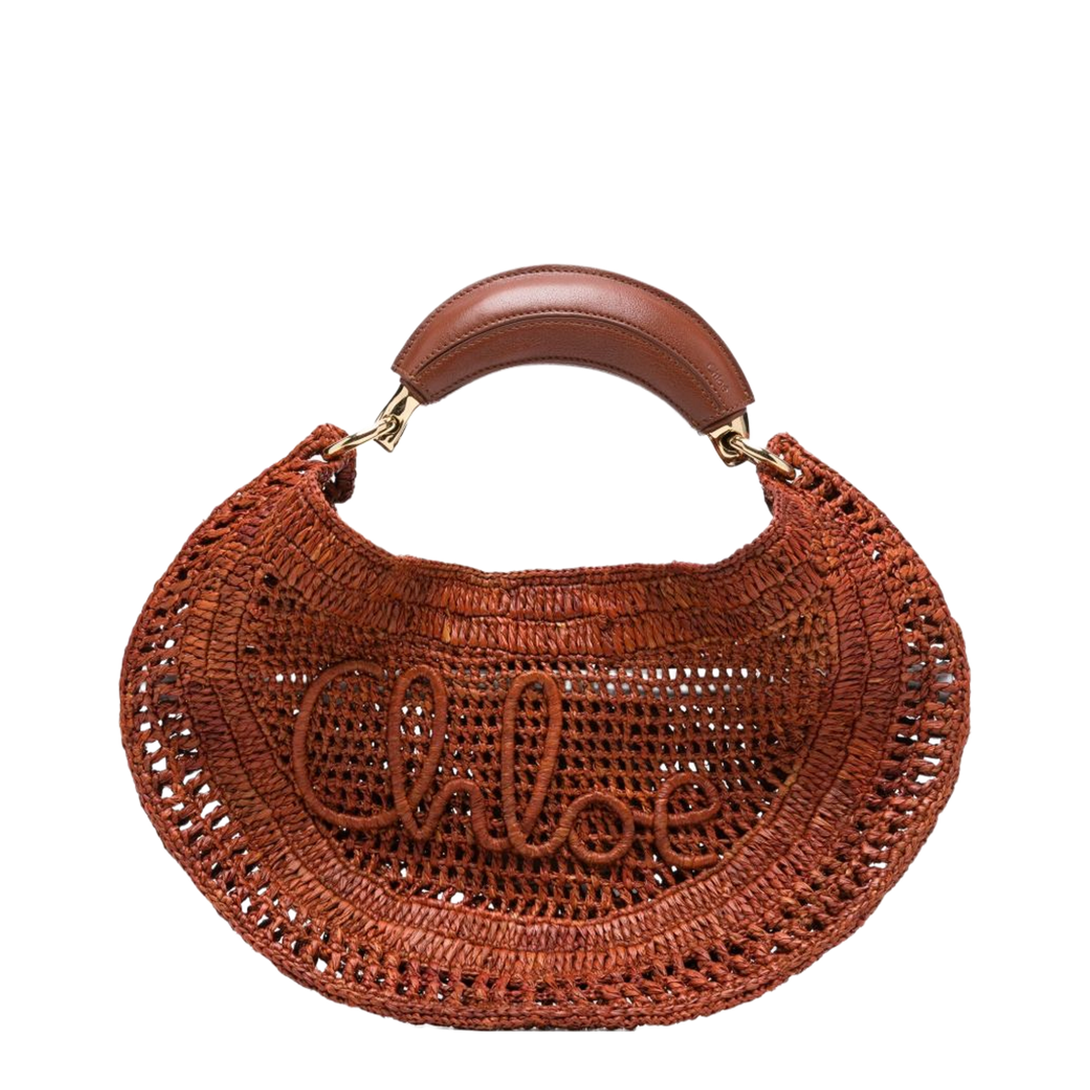 Summer Banana Raffia Hobo Bag - Brown - Image 1