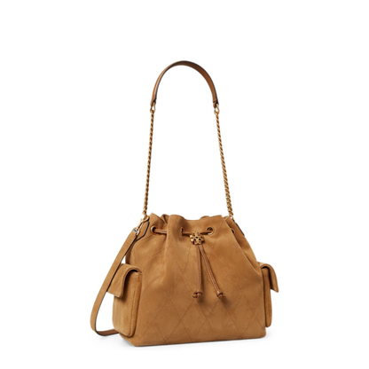 Romy Suede Bucket Bag - Caramel - Image 5