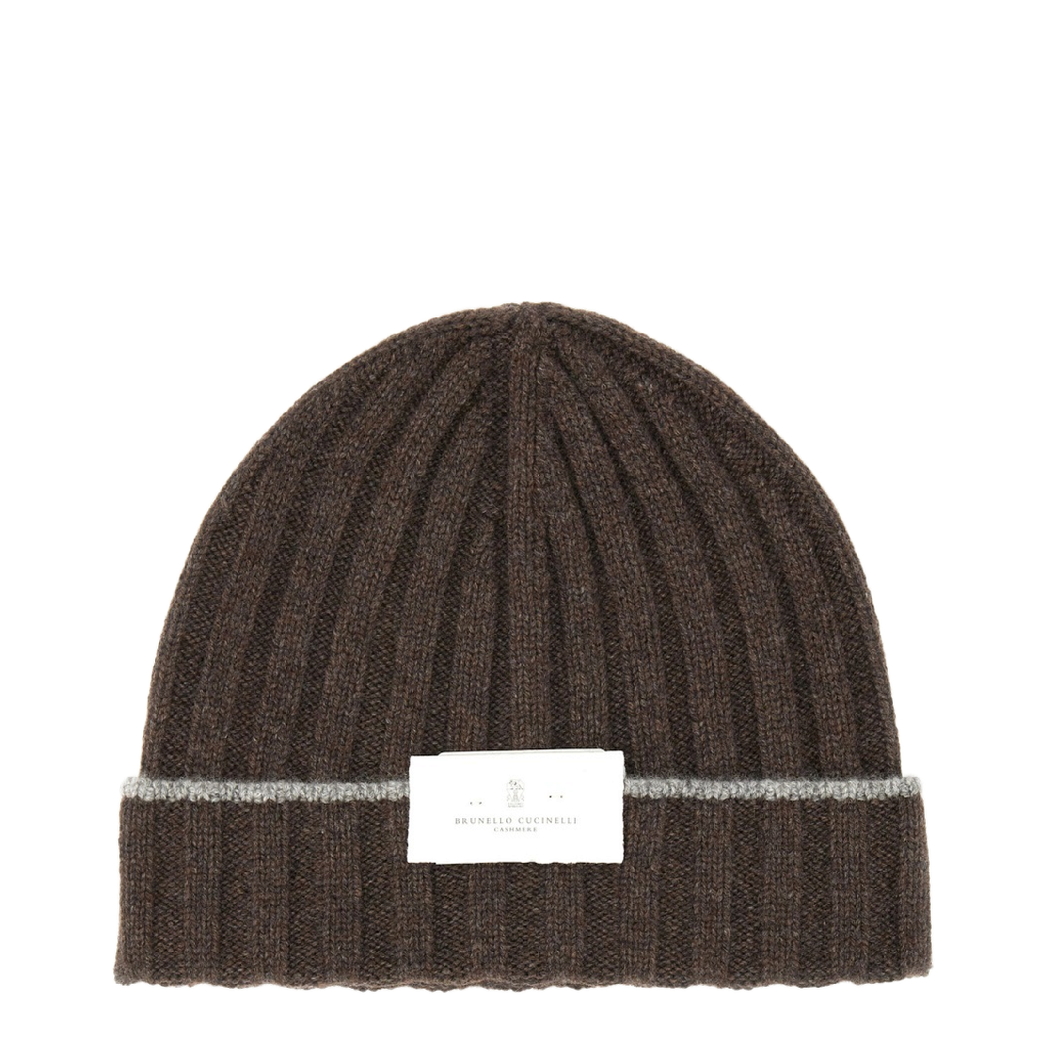 Ribbed-Knit Beanie Hat Brown - Image 1