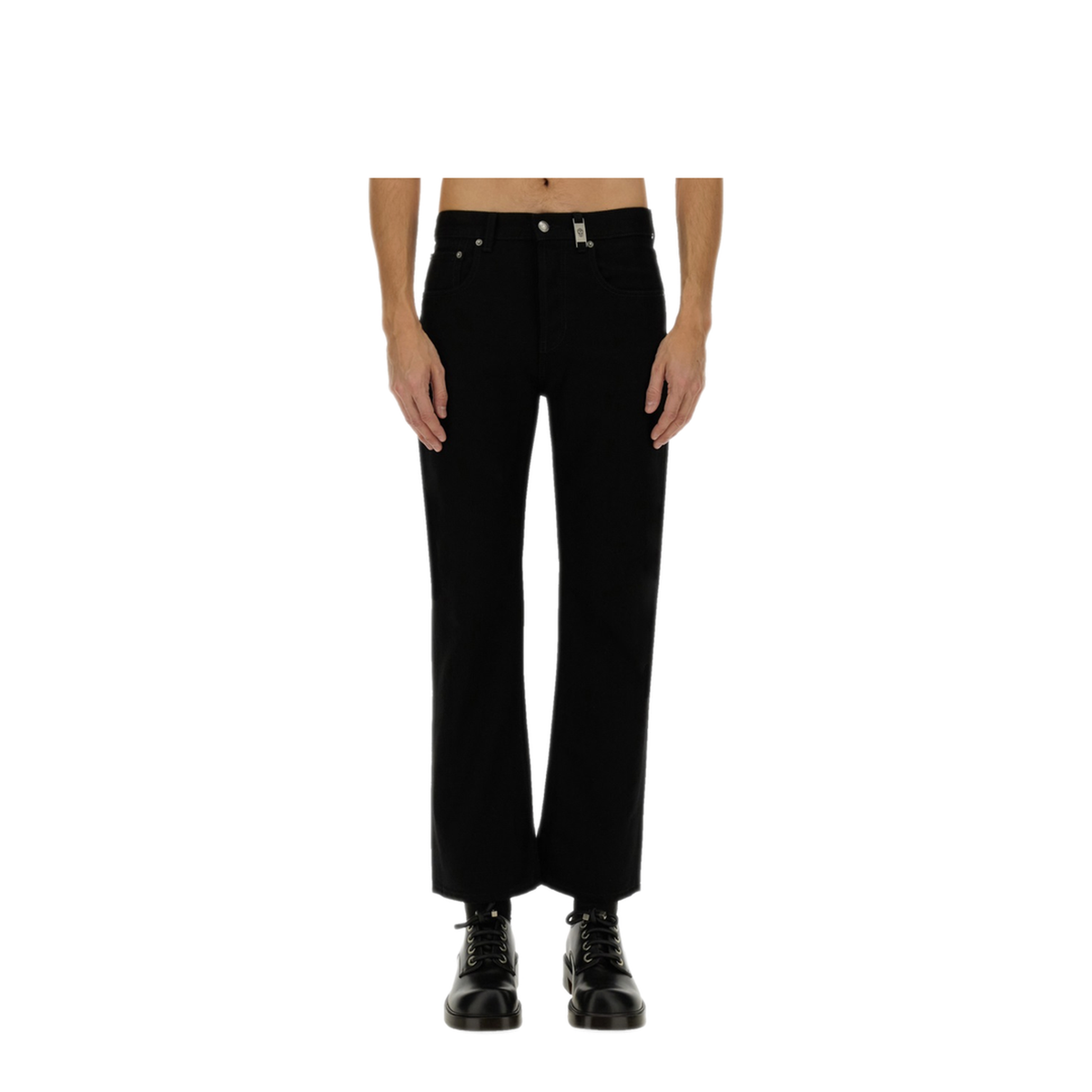 Black Straight Leg Denim Jeans - Image 1