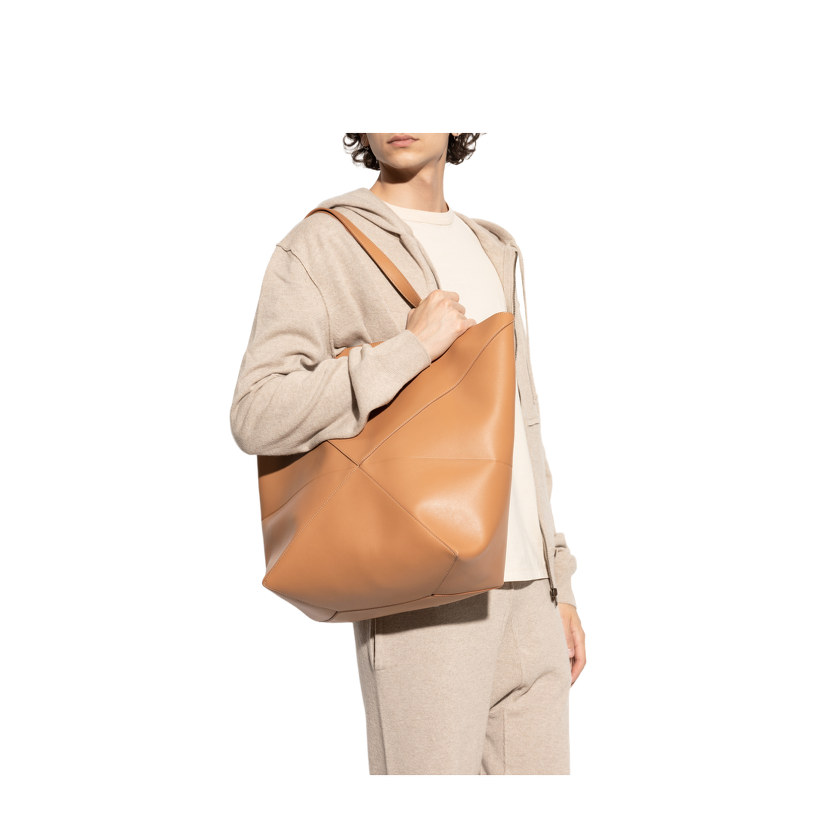 Puzzle Fold XL Tote Bag Leather Brown - Image 2