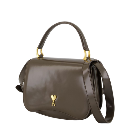 Grey Glazed Leather Top Handle Bag - Image 2