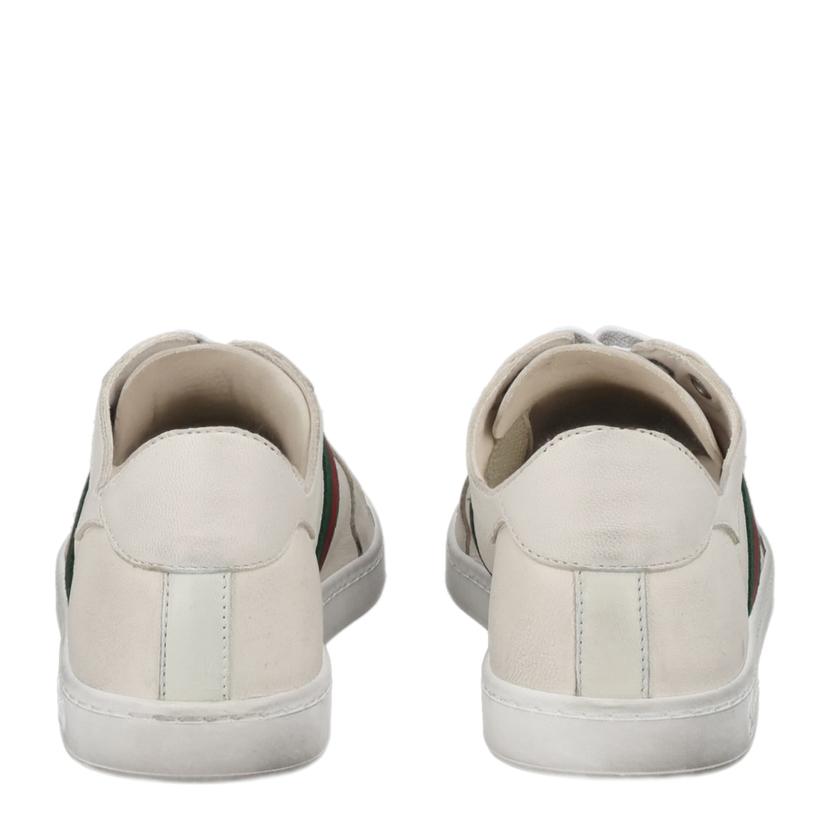 Stretch Low-Top Trainer in White Leather - Image 3